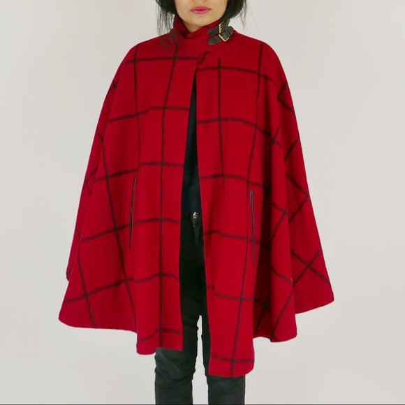 Lauren Ralph Lauren Jackets & Blazers - (SOLD) Vintage Lauren Ralph Lauren Red Plaid Cape